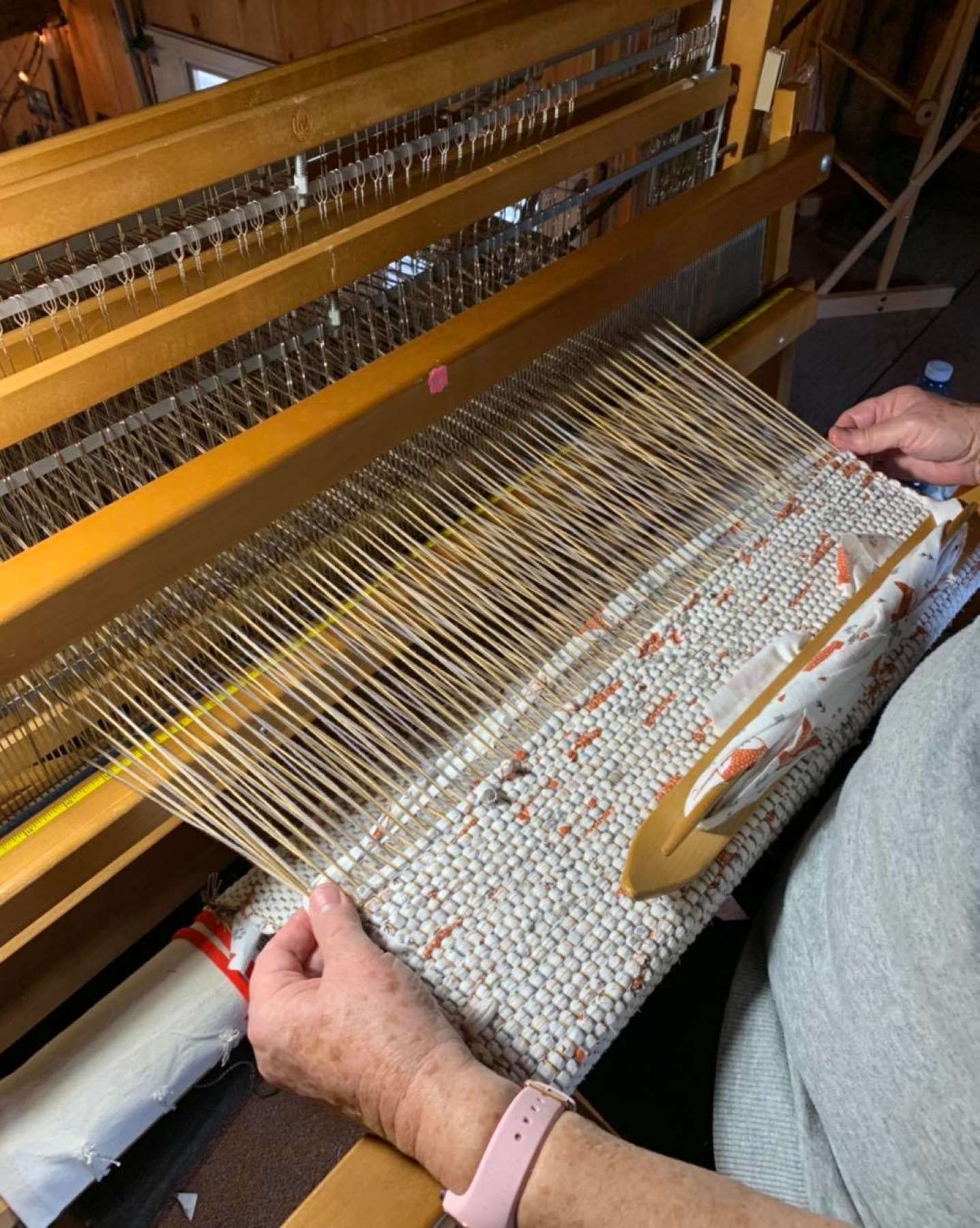 rag rug on the loom