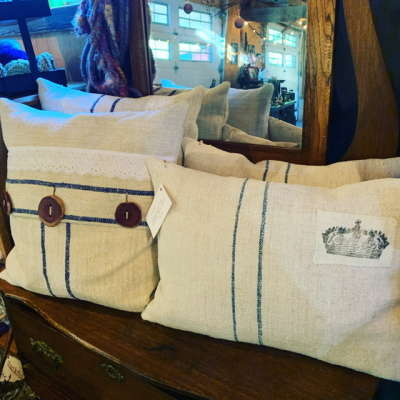 Vintage Grain Sack Pillows