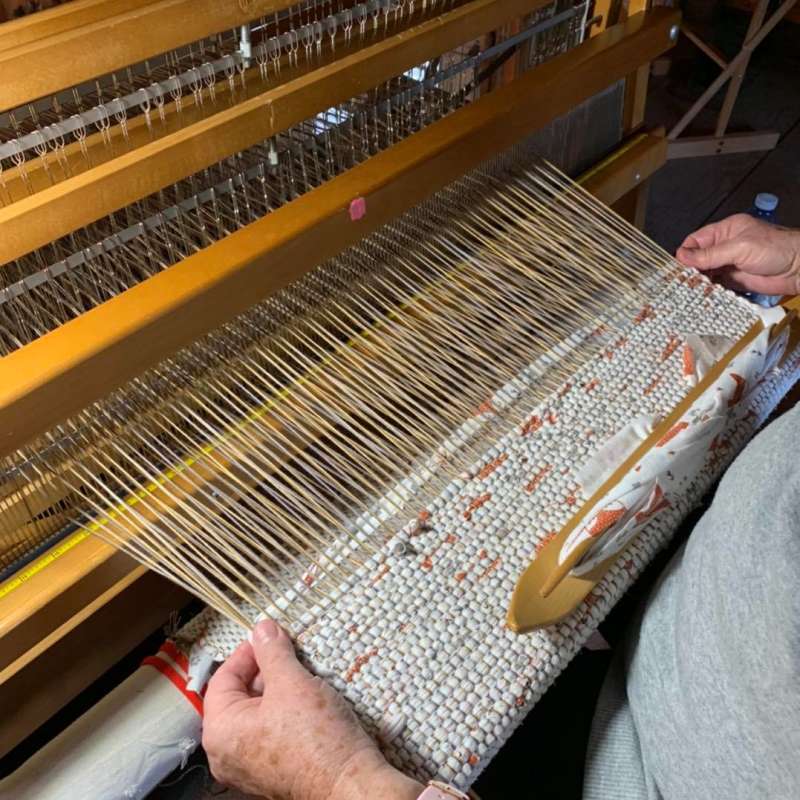 rag rug on the loom